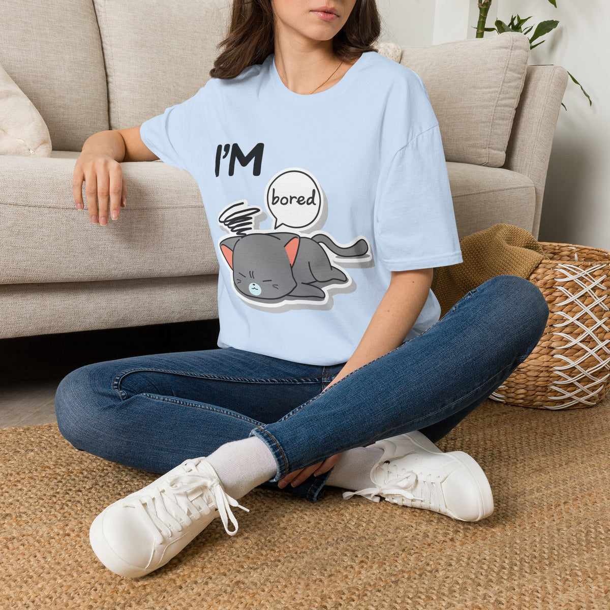 I'm Bored Sleeping Cat T-Shirt | Cute Kawaii Cat Illustration