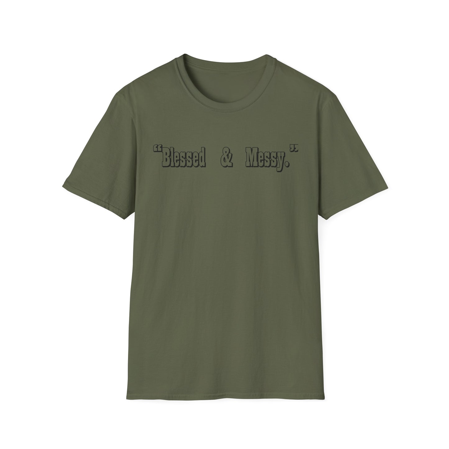 Blessed & Messy T-Shirt | Script Text Minimalist Typography