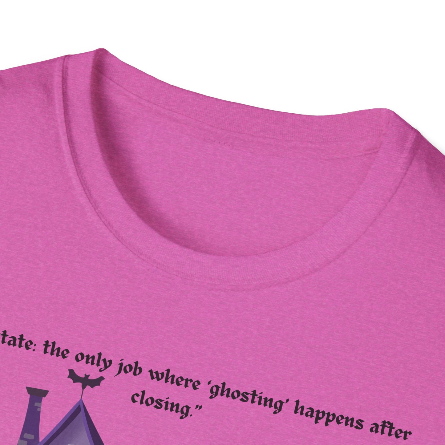 REAL ESTATE Halloween Haunted House T-Shirt, Unisex Softstyle Tee, Spooky Shirt, Fall Festivities, Trick or Treat Apparel