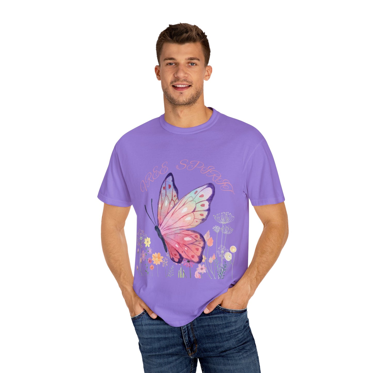 Butterfly Meadow T-Shirt, Colorful Graphic Tee for Nature Lovers, Spring Fashion, Gift for Her, Eco-Friendly Apparel