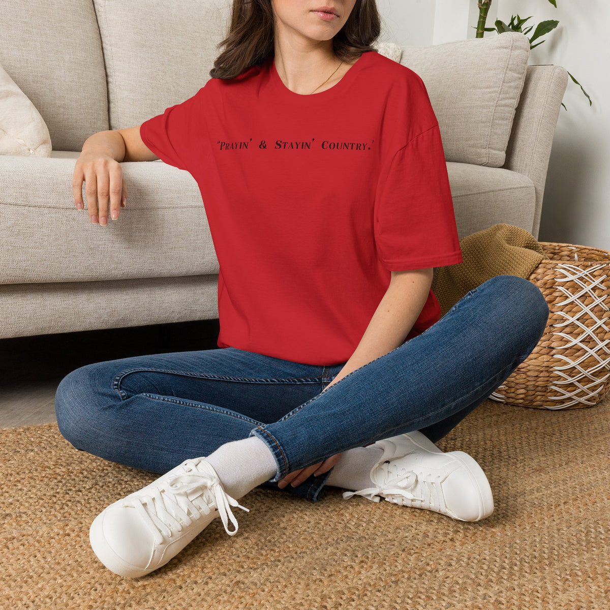 Prayin' & Stayin' Country T Shirt | Country Faith Typography Tee