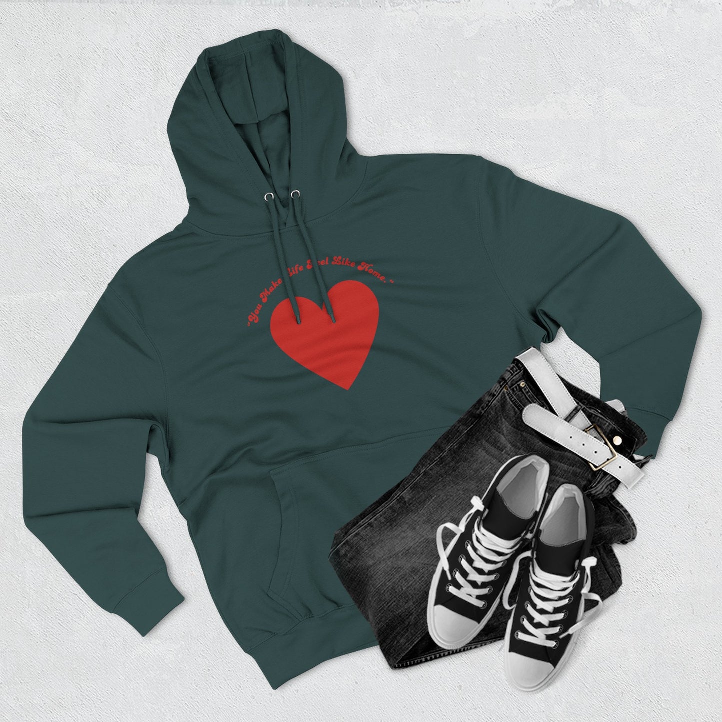 Red Heart Illustration Hoodie | Simple Minimal Love Graphic