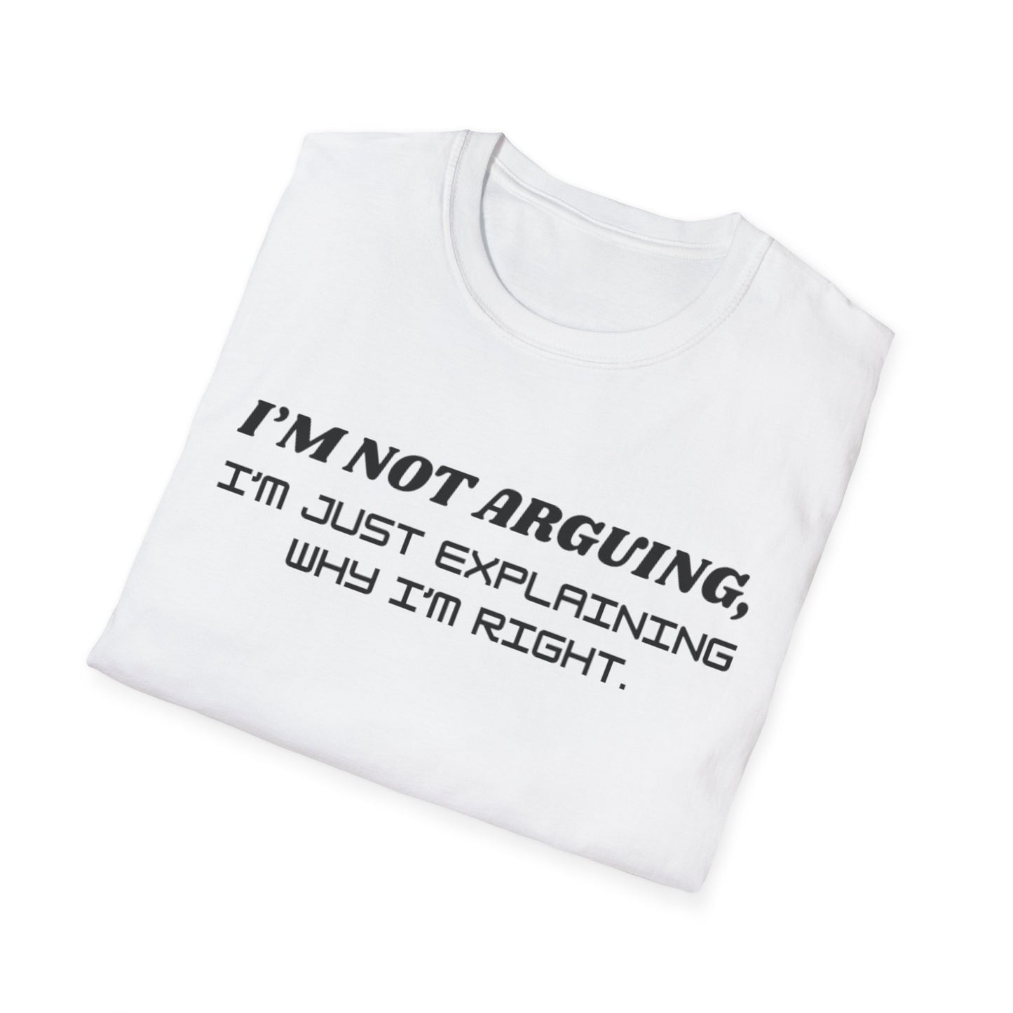 I'm Not Arguing Unisex Softstyle T-Shirt, Funny Quote Tee, Gift for Friends, Humor T-Shirt, Casual Wear, Everyday T-Shirt