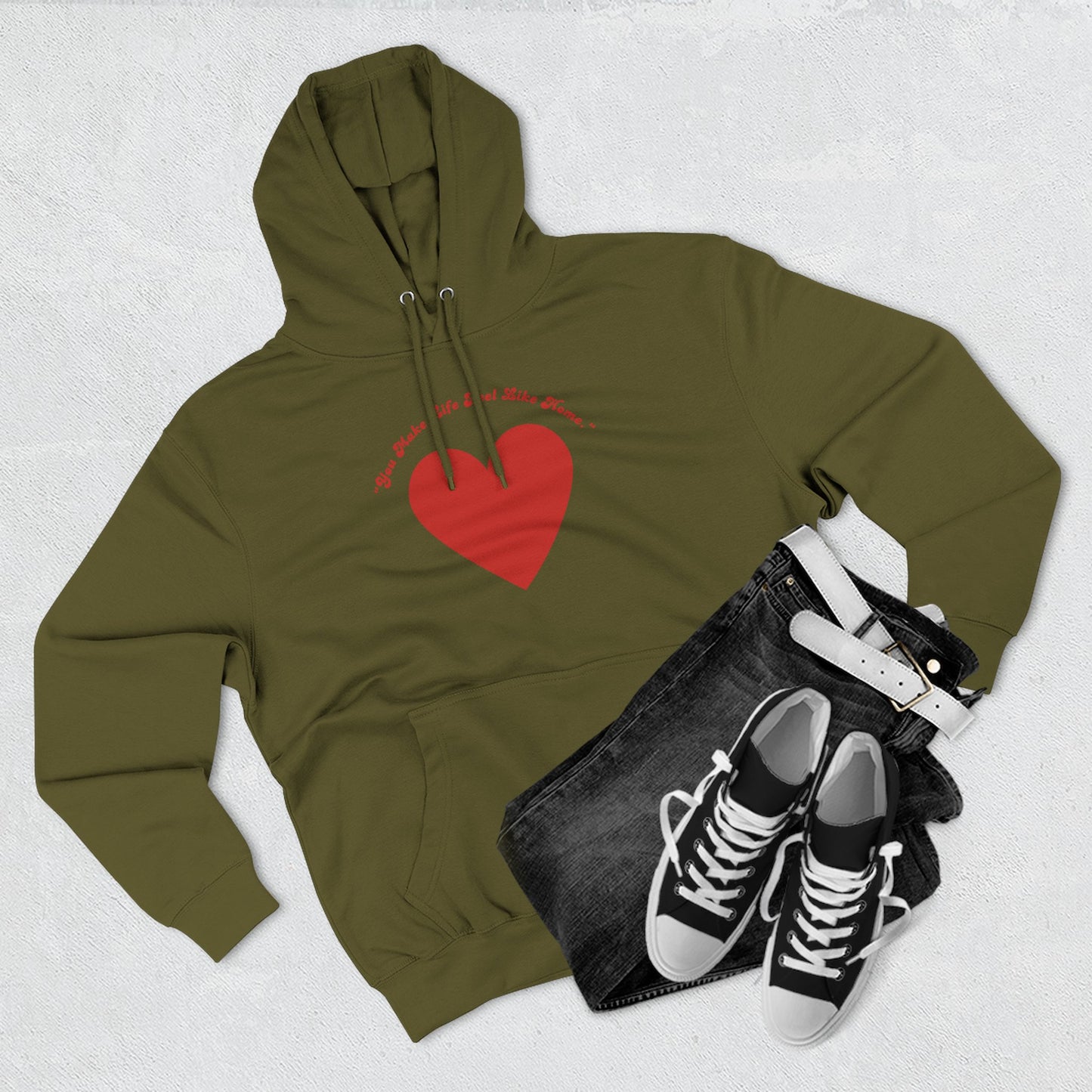 Red Heart Illustration Hoodie | Simple Minimal Love Graphic