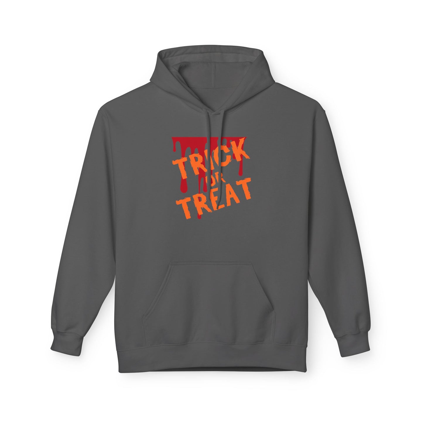 Trick or Treat Fleece Hoodie, Halloween Hoodie, Unisex Pullover, Cozy Fall Layer, Spooky Sweatshirt, Festival Apparel