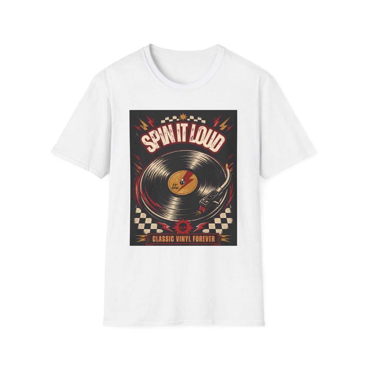 Spin It Loud Vinyl Record T-Shirt | Retro Music Graphic Tee