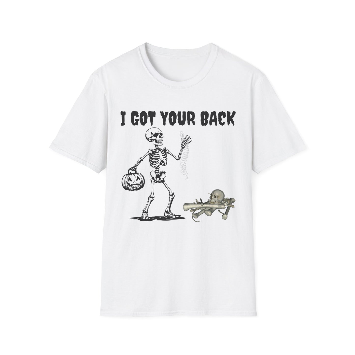 Skeleton I Got Your Back T-Shirt | Unisex Softstyle Tee for Halloween, Casual Wear, Funny Gift, Costume Party, Skeleton Theme