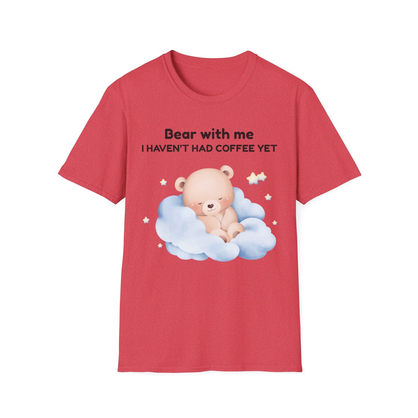 Cute Bear Coffee T-Shirt, Unisex Softstyle Tee, Perfect for Coffee Lovers, Gifts for Moms and Dads, Casual Everyday Wear, Birthday Gift