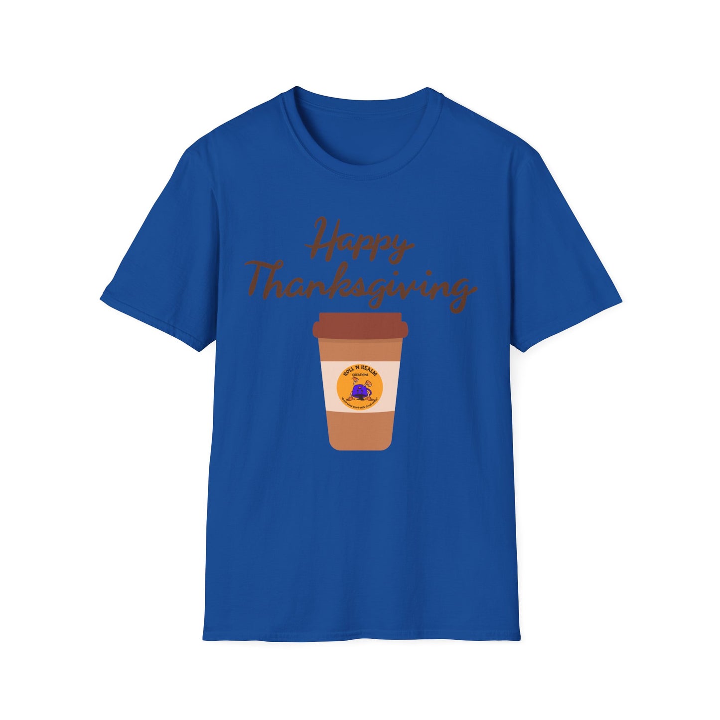 Thanksgiving Coffee T-Shirt - Unisex Softstyle Tee for Fall Celebrations, Autumn Apparel, Holiday Gathering, Family Gatherings, [...]