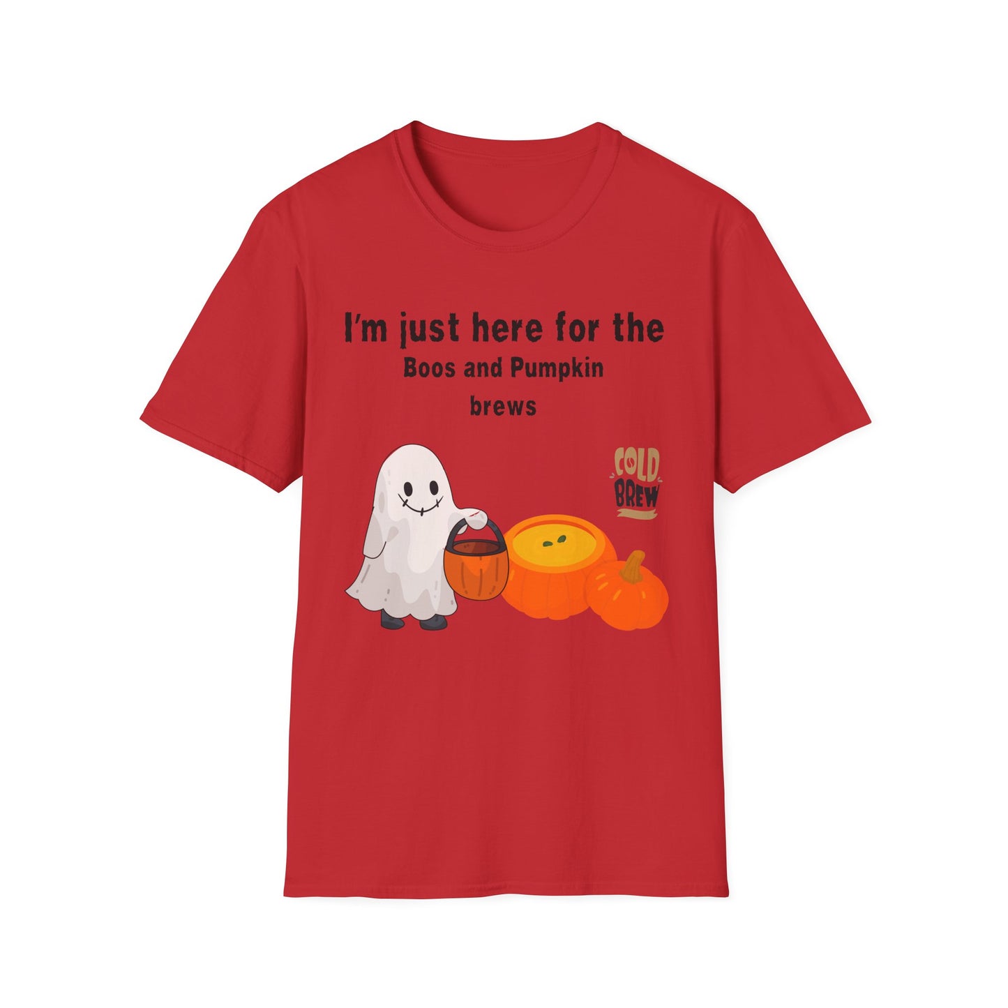 Halloween Ghostly Vibes T-Shirt, Boo's and Pumpkin Brews Tee, Unisex Casual Wear, Autumn Fashion, Spooky Season Clothing