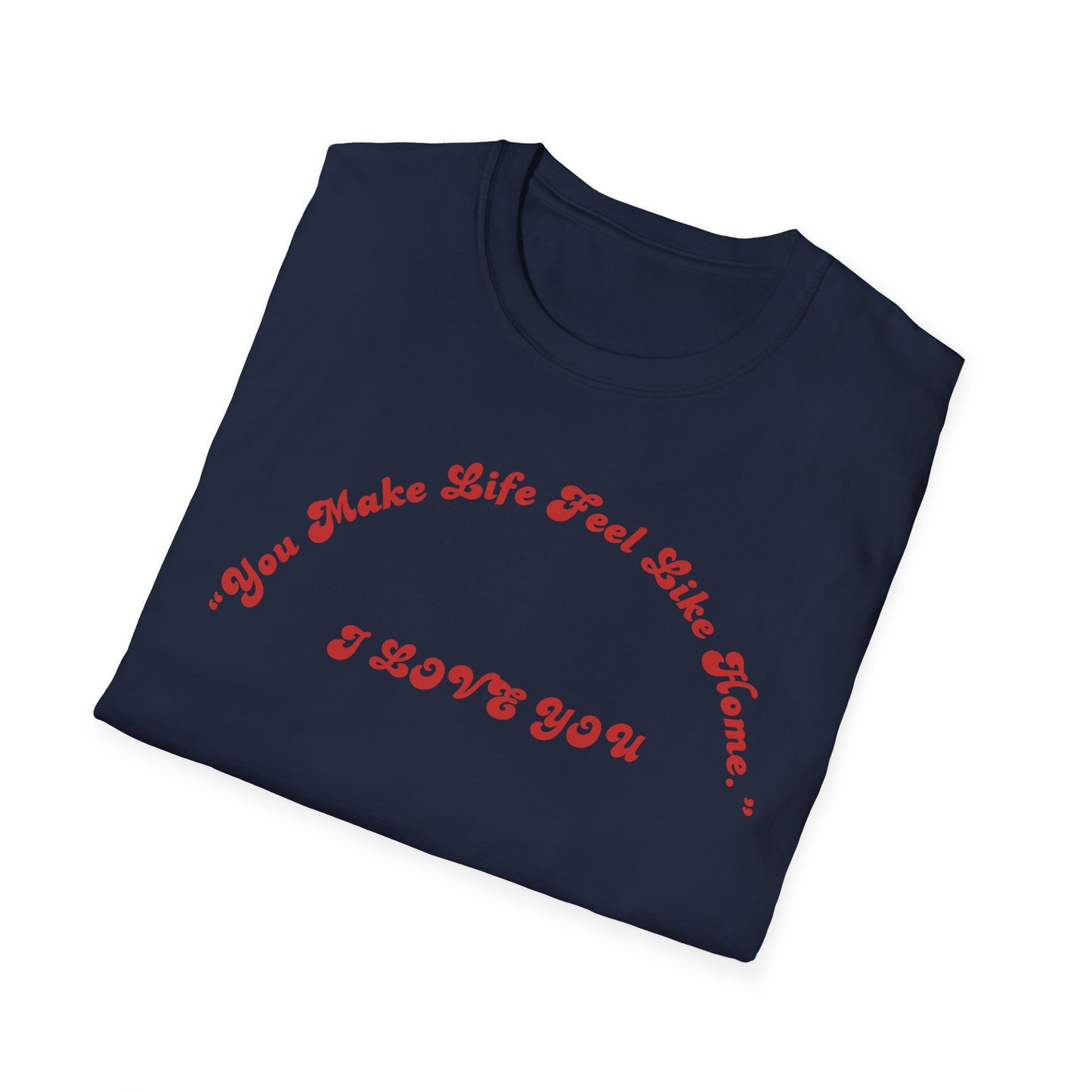 I Love You Graphic Tee — Romantic Red Script Chest Shirt