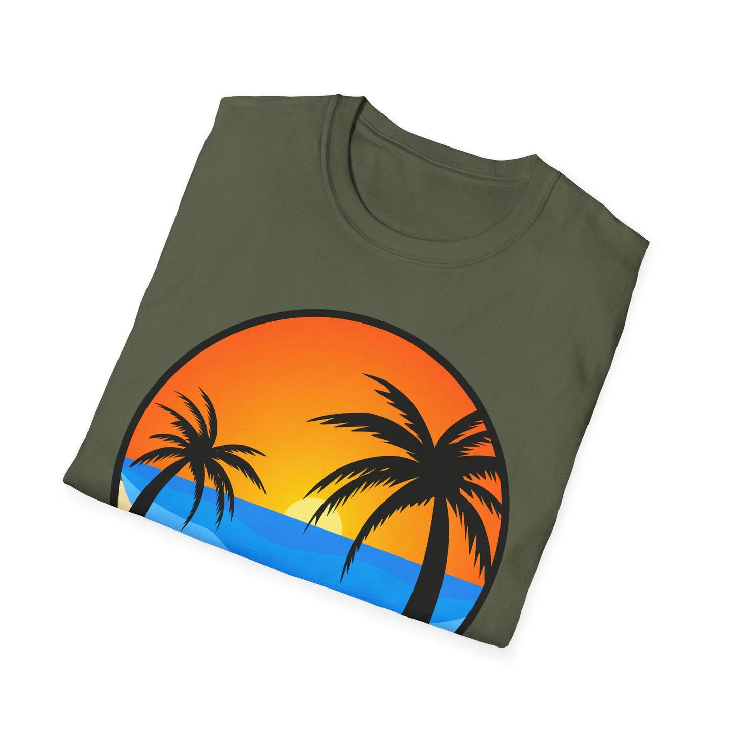 Sunset Palm Beach 2026 T-Shirt | Retro Tropical Circle Design