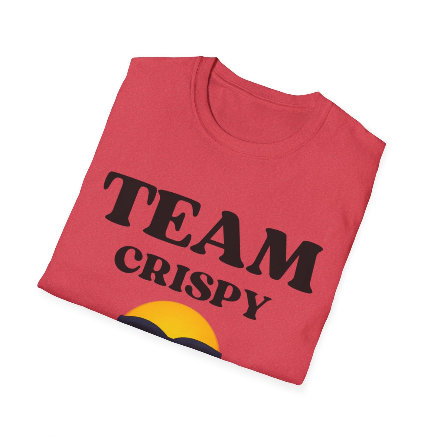 Retro Team Crispy T-Shirt, Fun Unisex Tee for Friends, Casual Summer Shirt, Gift for Team Spirit, Emoji Graphics
