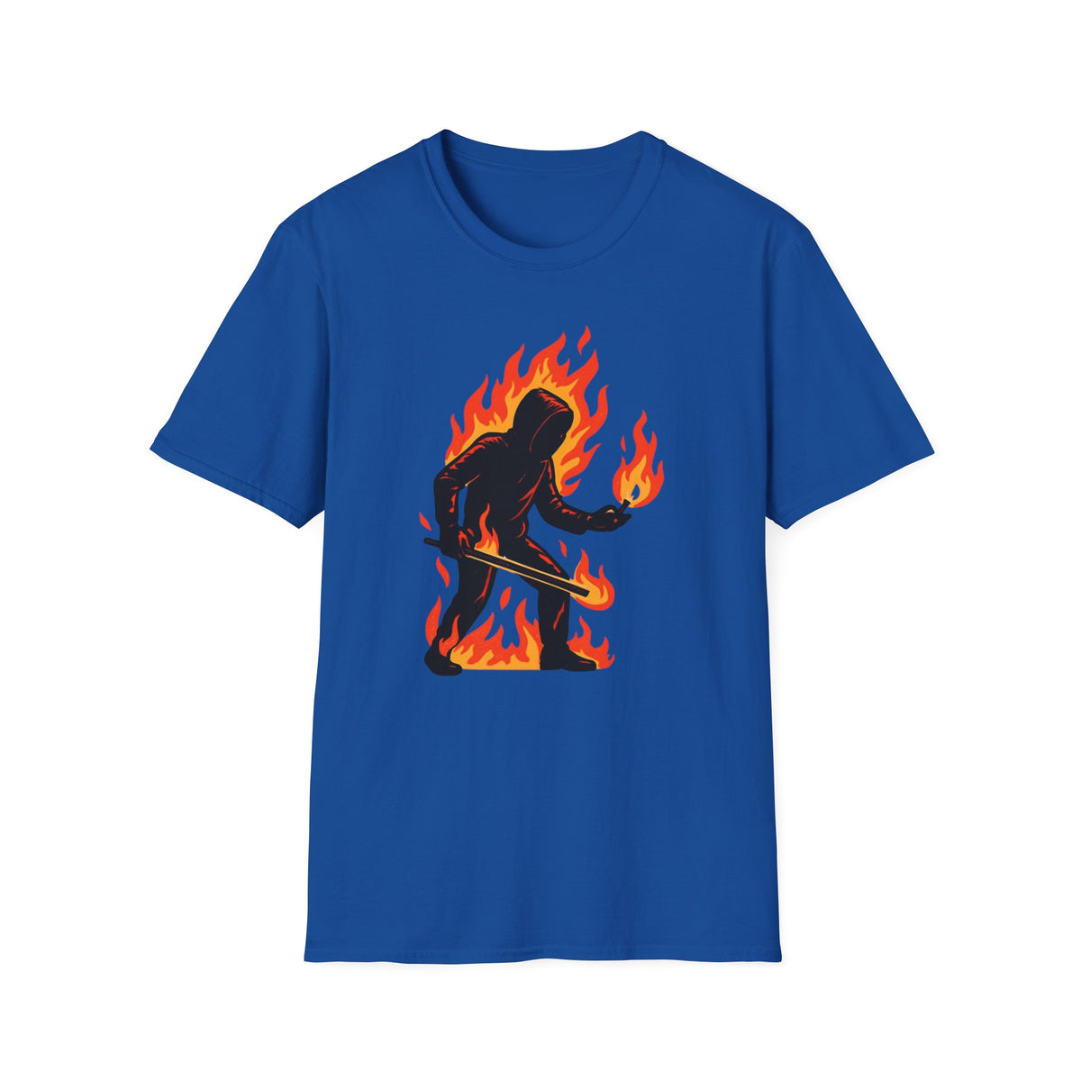 Flaming Sasquatch Illustration T-Shirt | Fire Bigfoot Graphic Tee