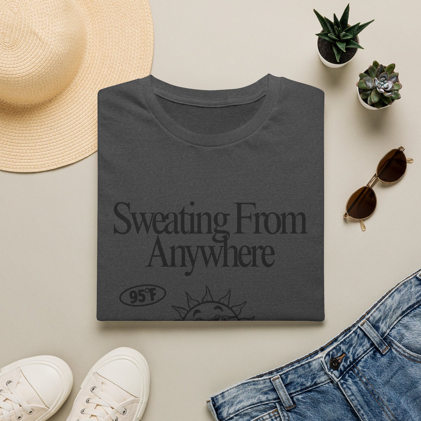 Sweating From Anywhere T-Shirt | Retro Sun Graphic 95F