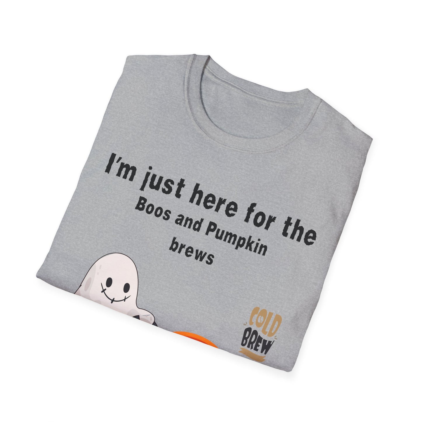 Halloween Ghostly Vibes T-Shirt, Boo's and Pumpkin Brews Tee, Unisex Casual Wear, Autumn Fashion, Spooky Season Clothing