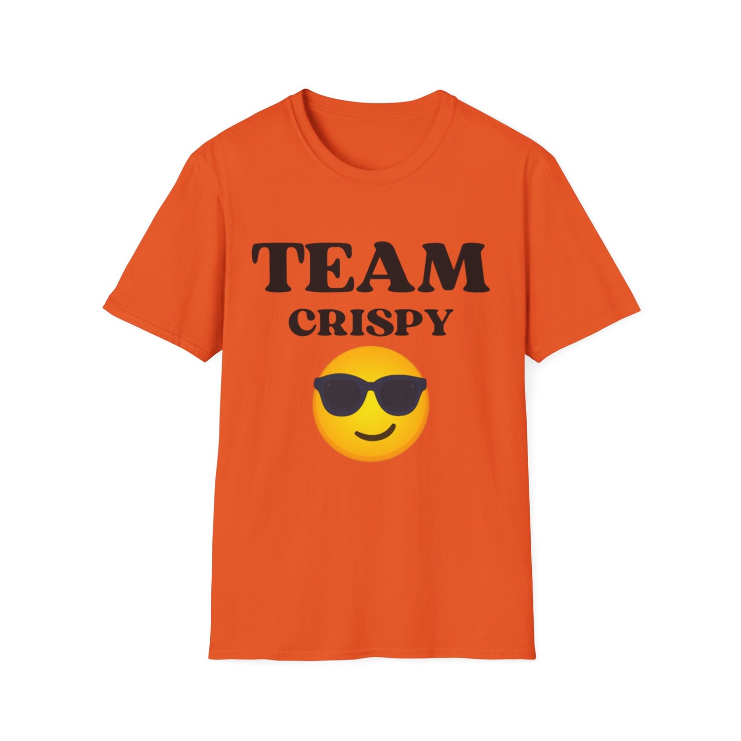 Retro Team Crispy T-Shirt, Fun Unisex Tee for Friends, Casual Summer Shirt, Gift for Team Spirit, Emoji Graphics