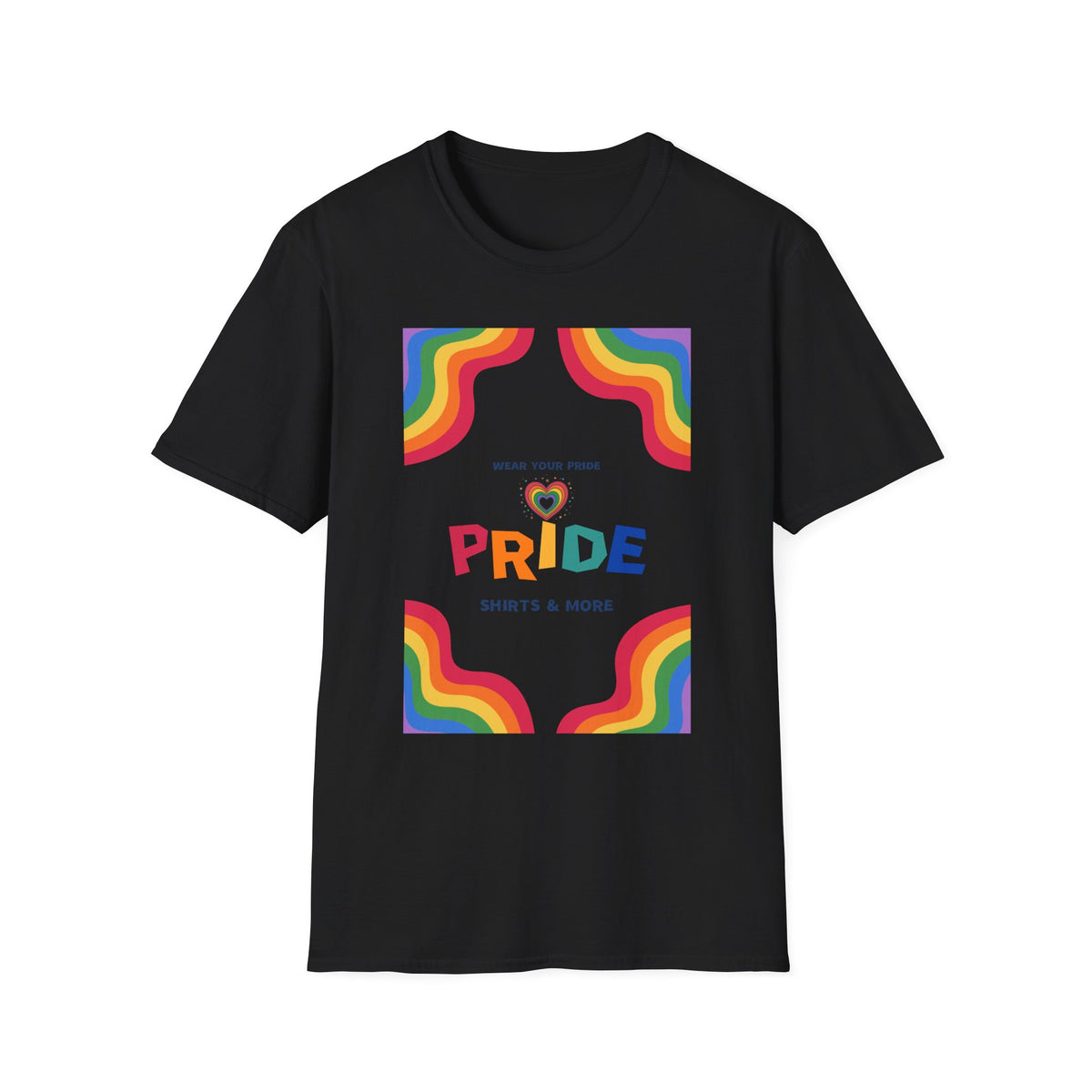 Rainbow Pride heart graphic T-Shirt | Wear Your Pride slogan