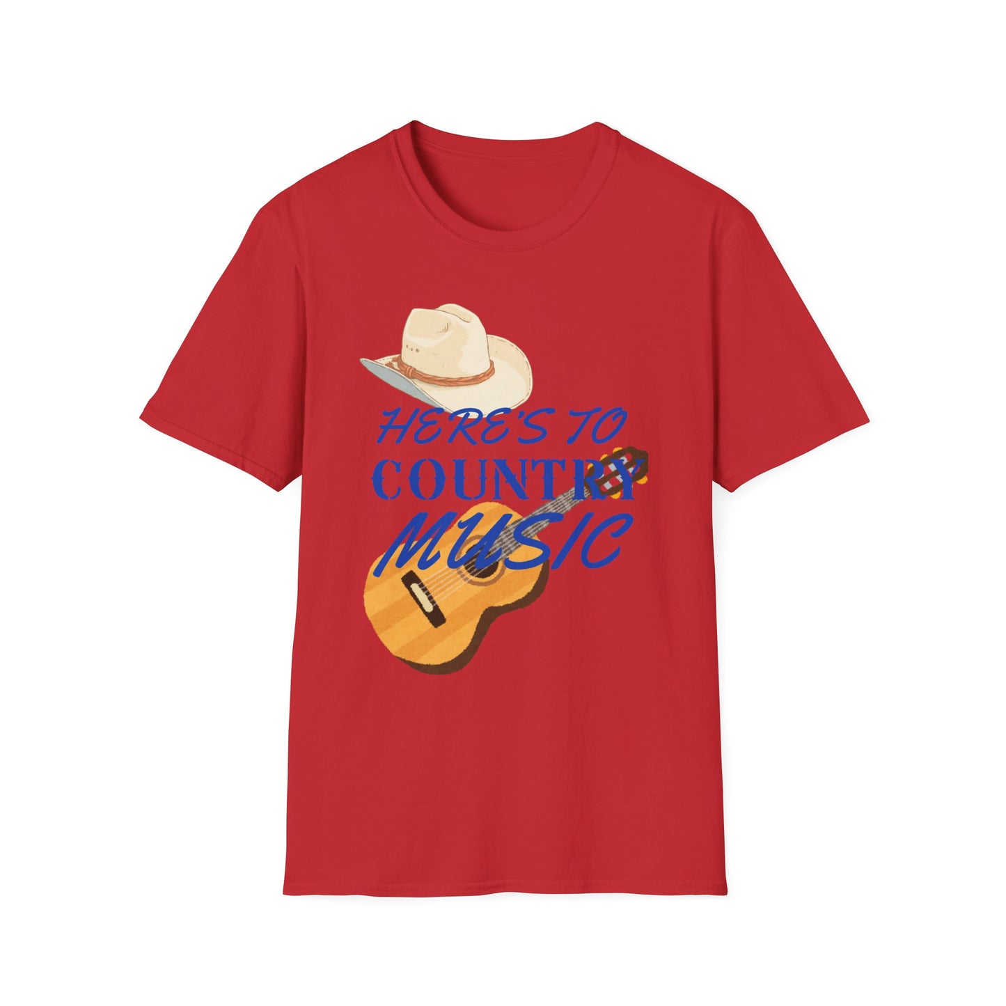 Heres to Country Music TShirt  Cowboy Hat & Guitar Design