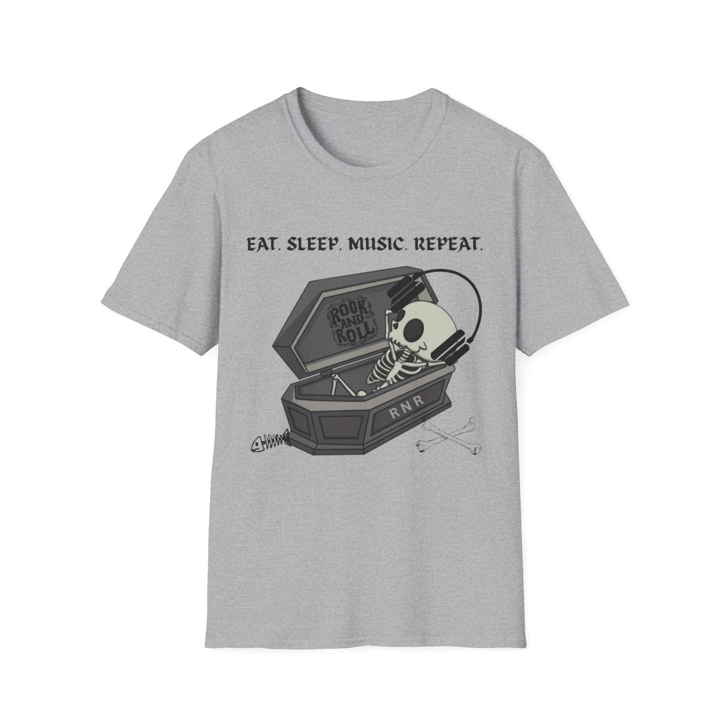 Skeleton Music Vibes Unisex Softstyle T-Shirt | Rock Music Lovers Tee, Concert Shirt, Halloween Apparel, Gift for Musicians