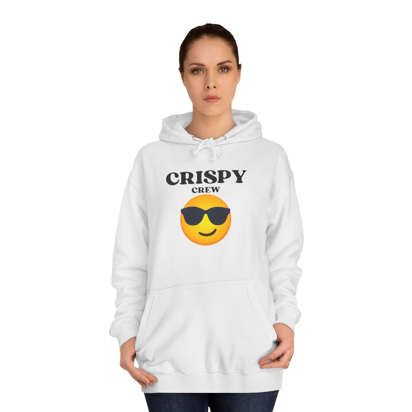 Crispy Crew Unisex College Hoodie, Funny Sweatshirt, Gift for Students, Casual Apparel, College Life Hoodie, Emojis, Comfortable Wear