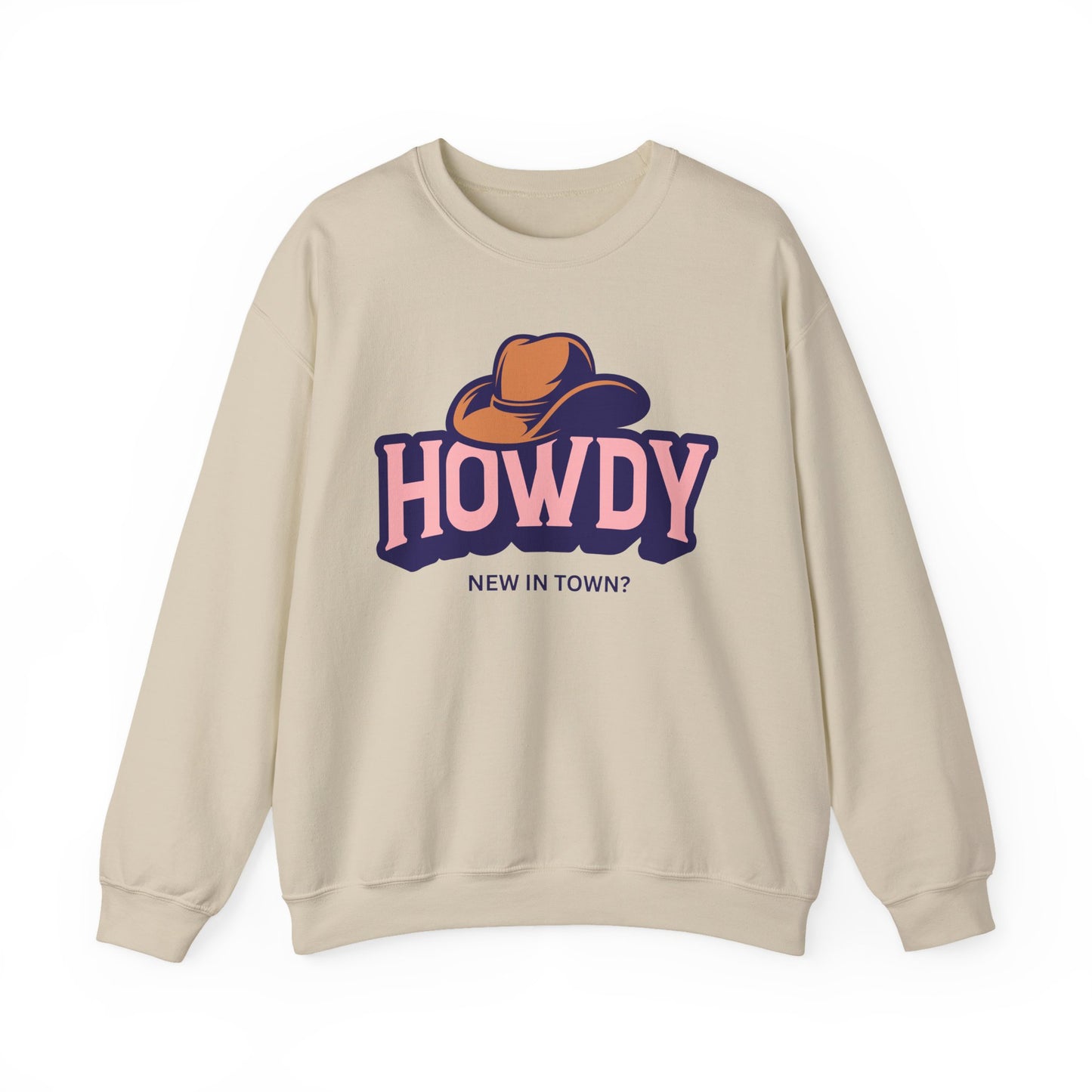 Howdy Cowboy Hat crewneck sweatshirt | Western graphic, New in Town text