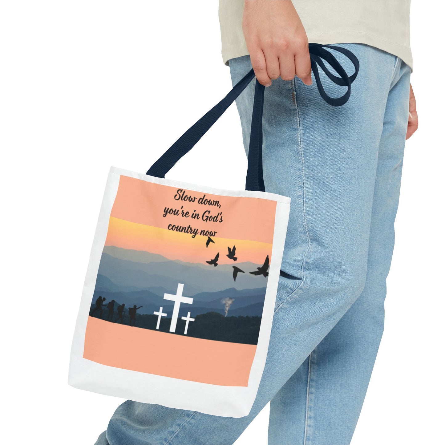 Inspirational Tote Bag  Slow down, you are in Gods country now  Perfect for Church, Gifts, Travel, and Everyday Use