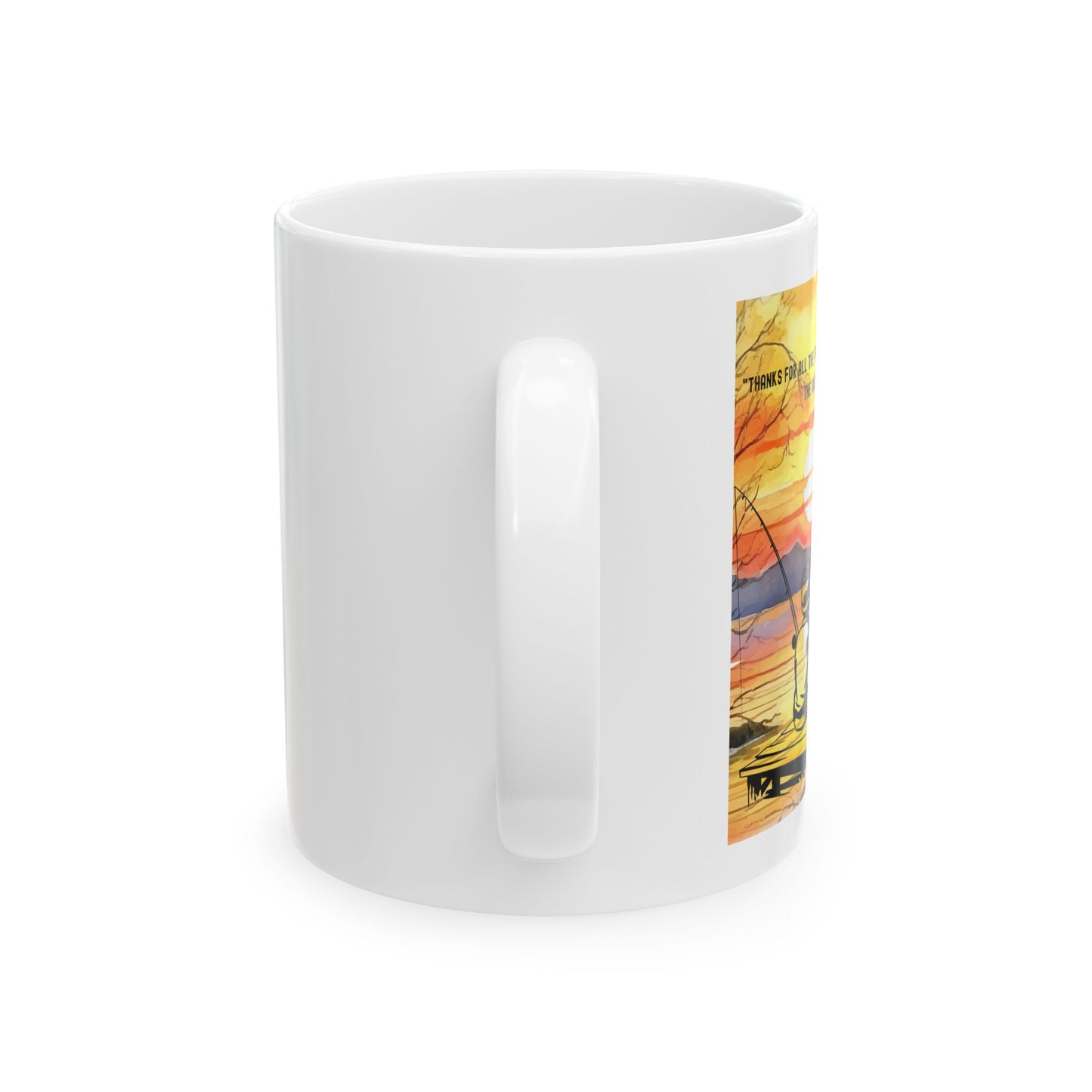 Vibrant Sunset Fishing Ceramic Mug, Perfect for Coffee Lovers, Gift for Fishermen, Unique Kitchen Decor, 11oz and 15oz Sizes