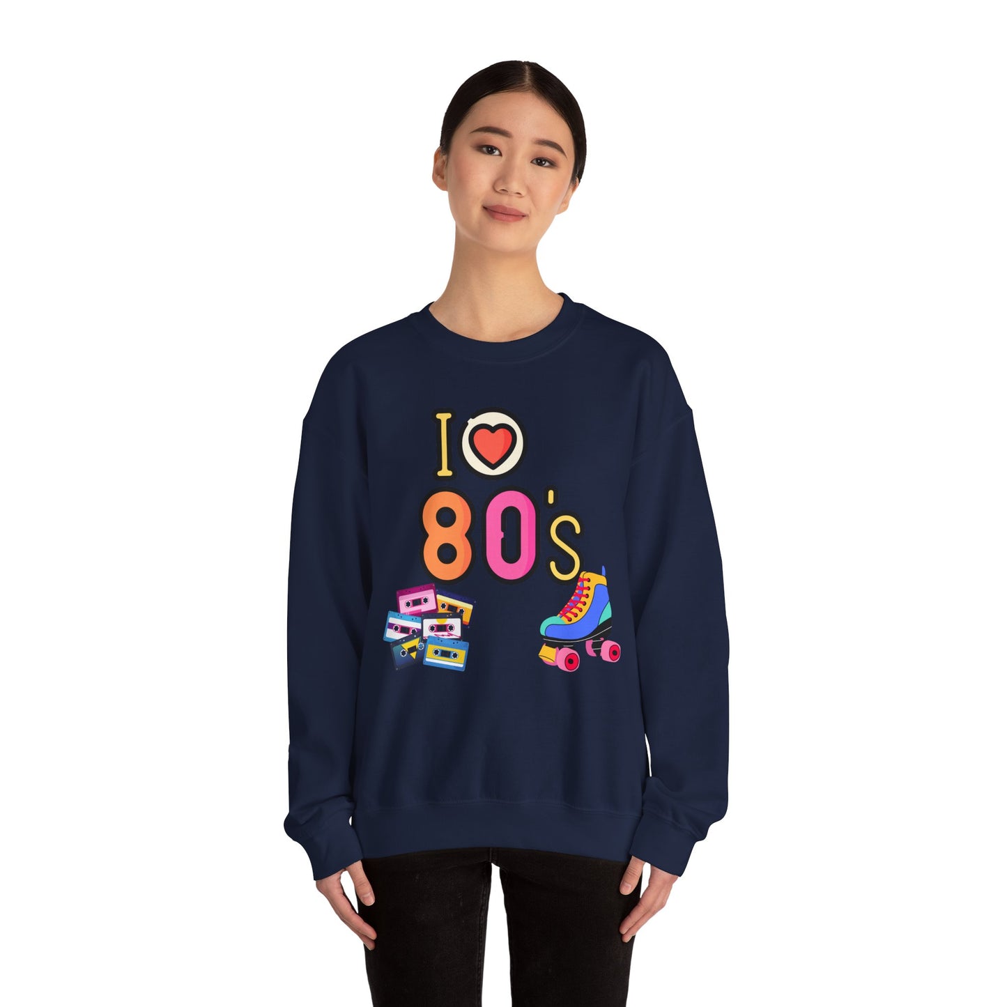 I Heart 80's Roller Skate Sweatshirt | Retro Tape Cassette 80s