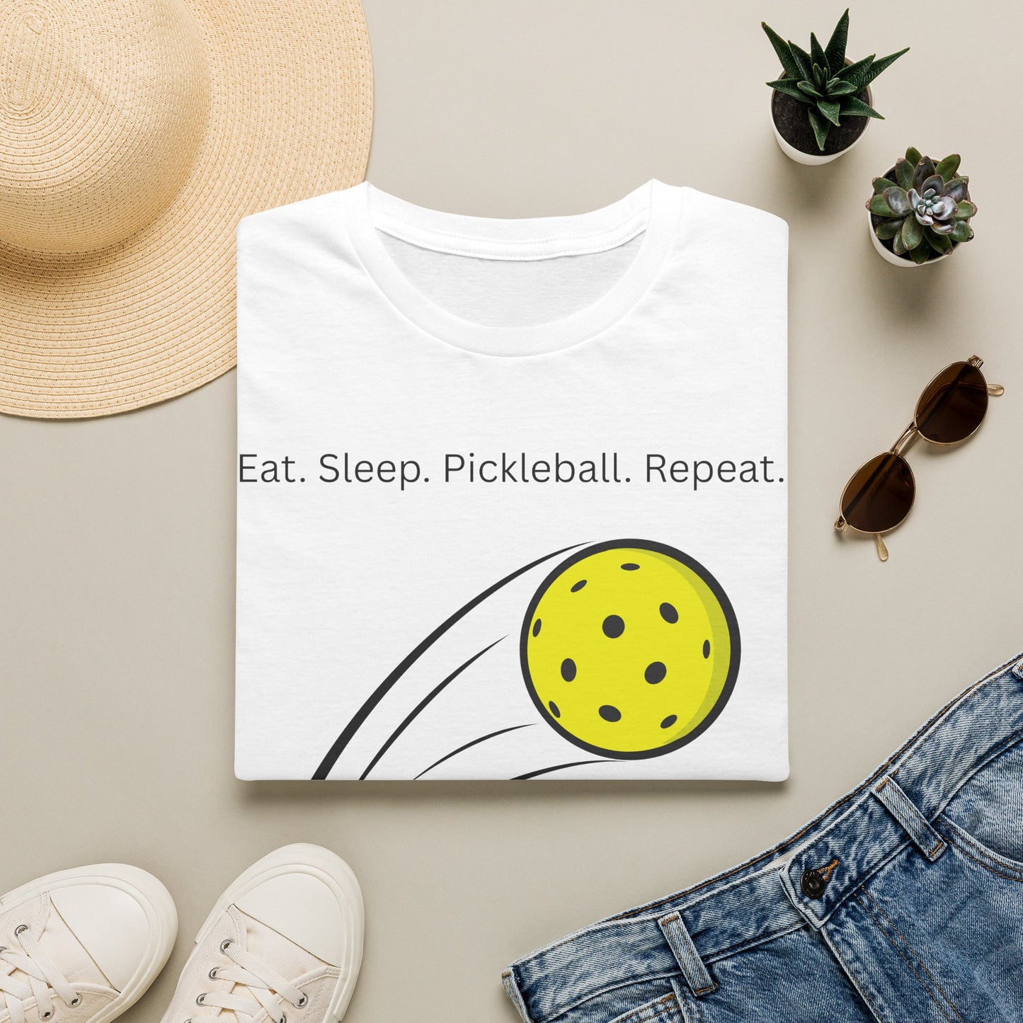 Eat. Sleep. Pickleball. Repeat. T-Shirt | Pickleball Ball Graphic Tee