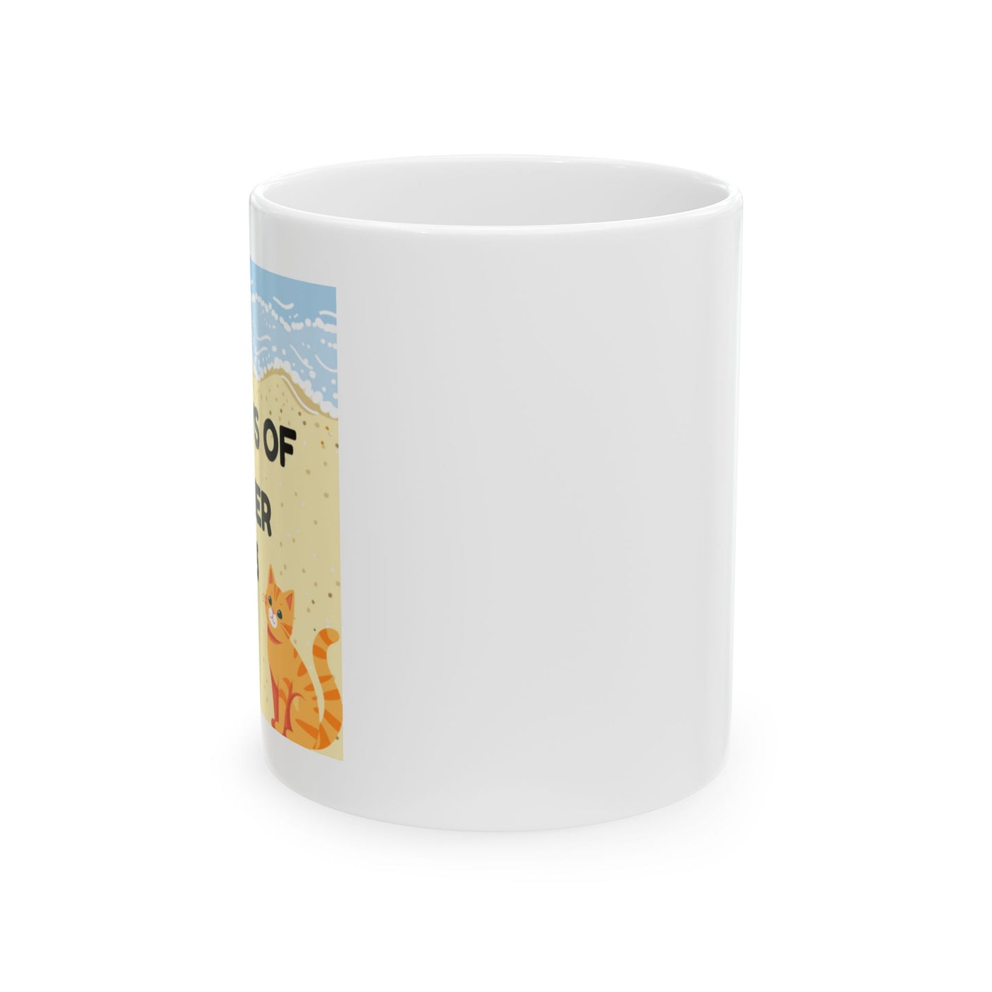 Beach Cat Ceramic Mug ,Perfect for Summer Vibes, Gift for Cat Lovers, Coffee Mug, Summer Drinkware,