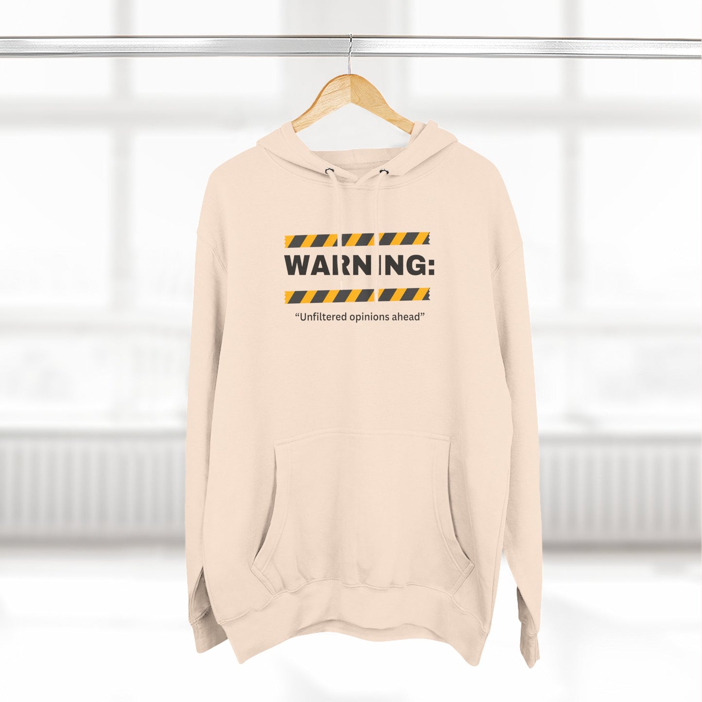 Warning: Unfiltered Opinions Ahead Hoodie | Humor, Caution Tape Design