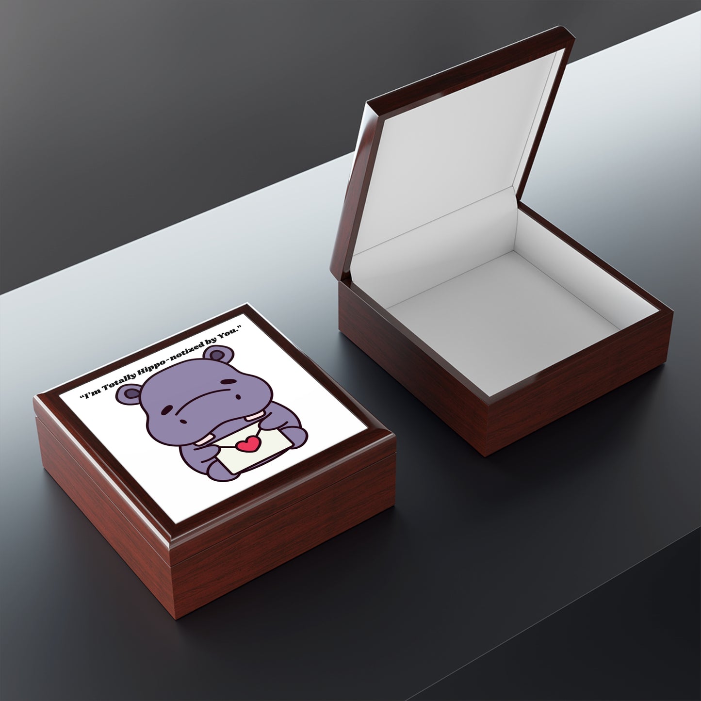 I m Totally Hippo notized by You Jewelry Box | Cute Hippo Illustration