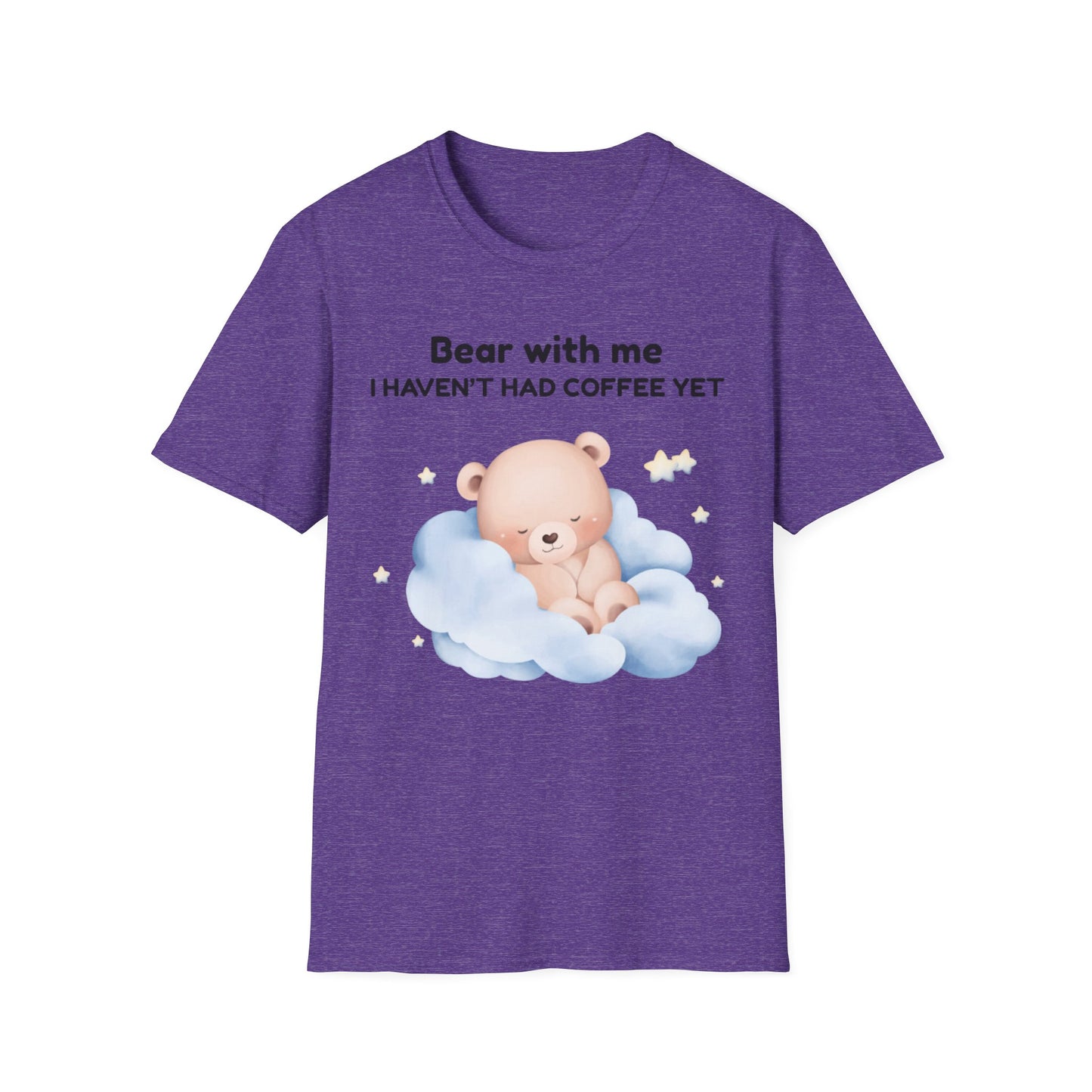 Cute Bear Coffee T-Shirt, Unisex Softstyle Tee, Perfect for Coffee Lovers, Gifts for Moms and Dads, Casual Everyday Wear, Birthday Gift