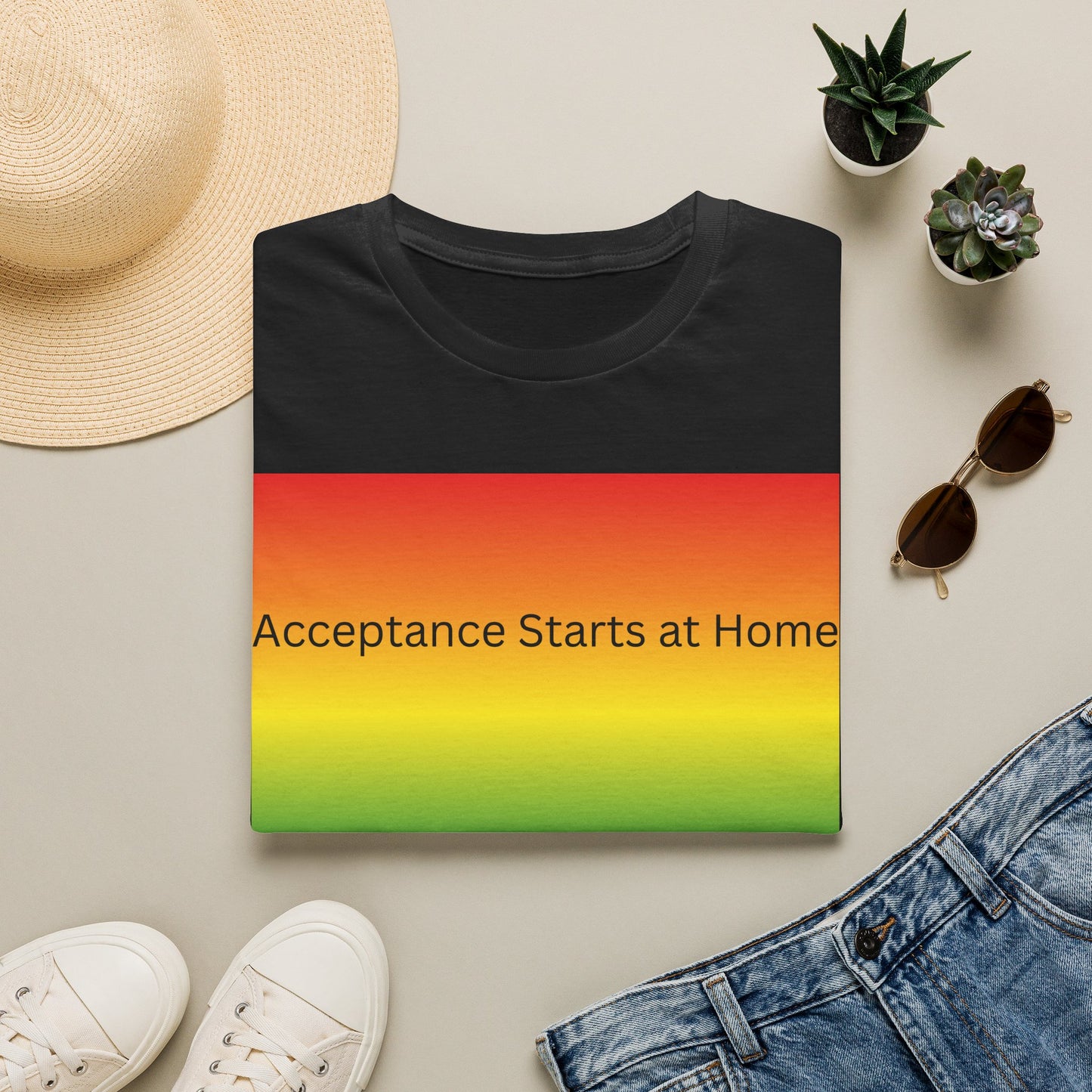 Acceptance Starts at Home T-Shirt | Rainbow Pride Tee