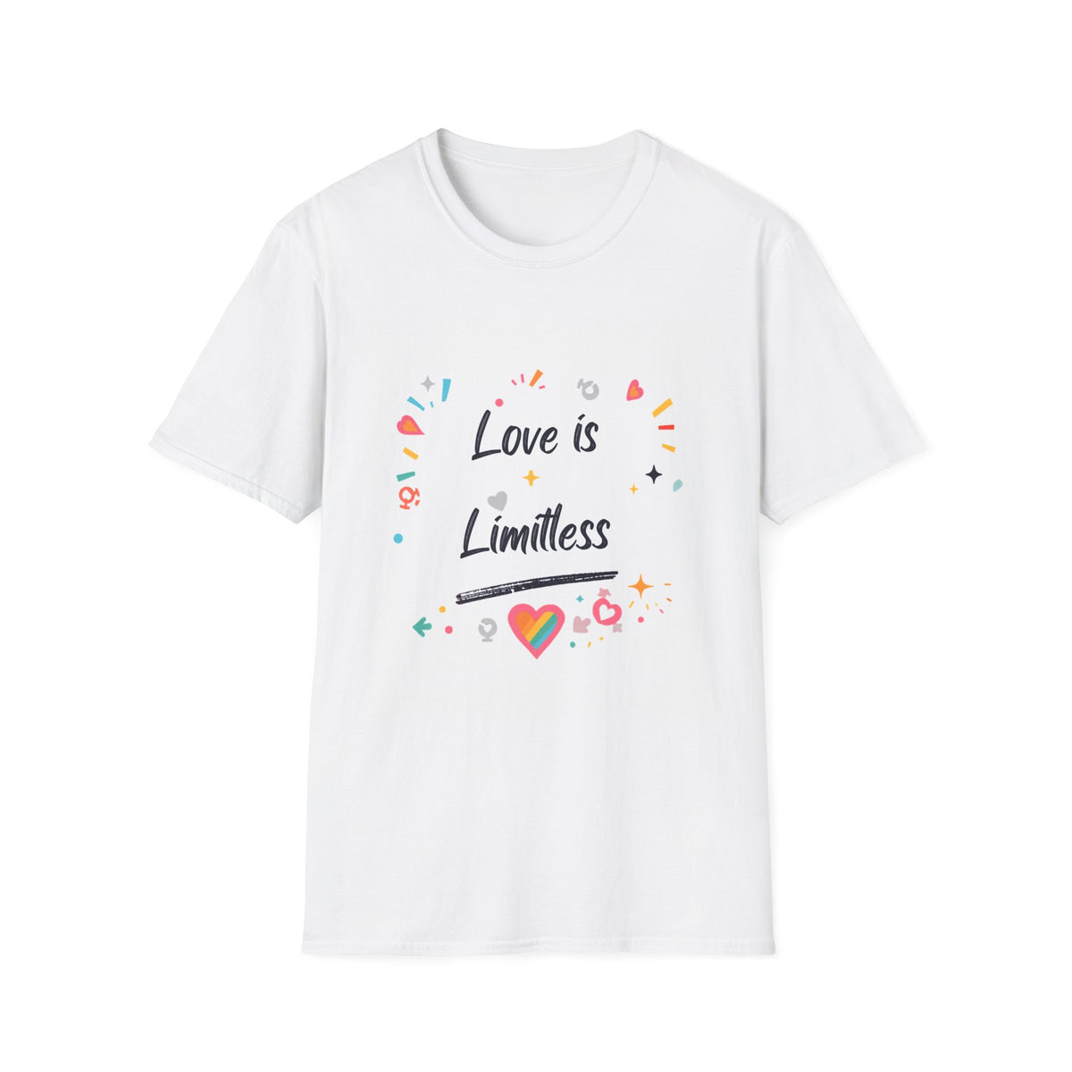 Love Is Limitless T-Shirt | Inspirational Pride Rainbow Heart Design