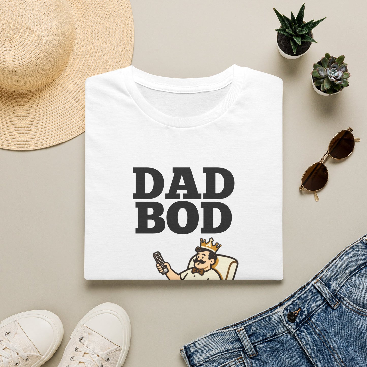 Dad Bod King illustration T-Shirt | Father Figure typography tee