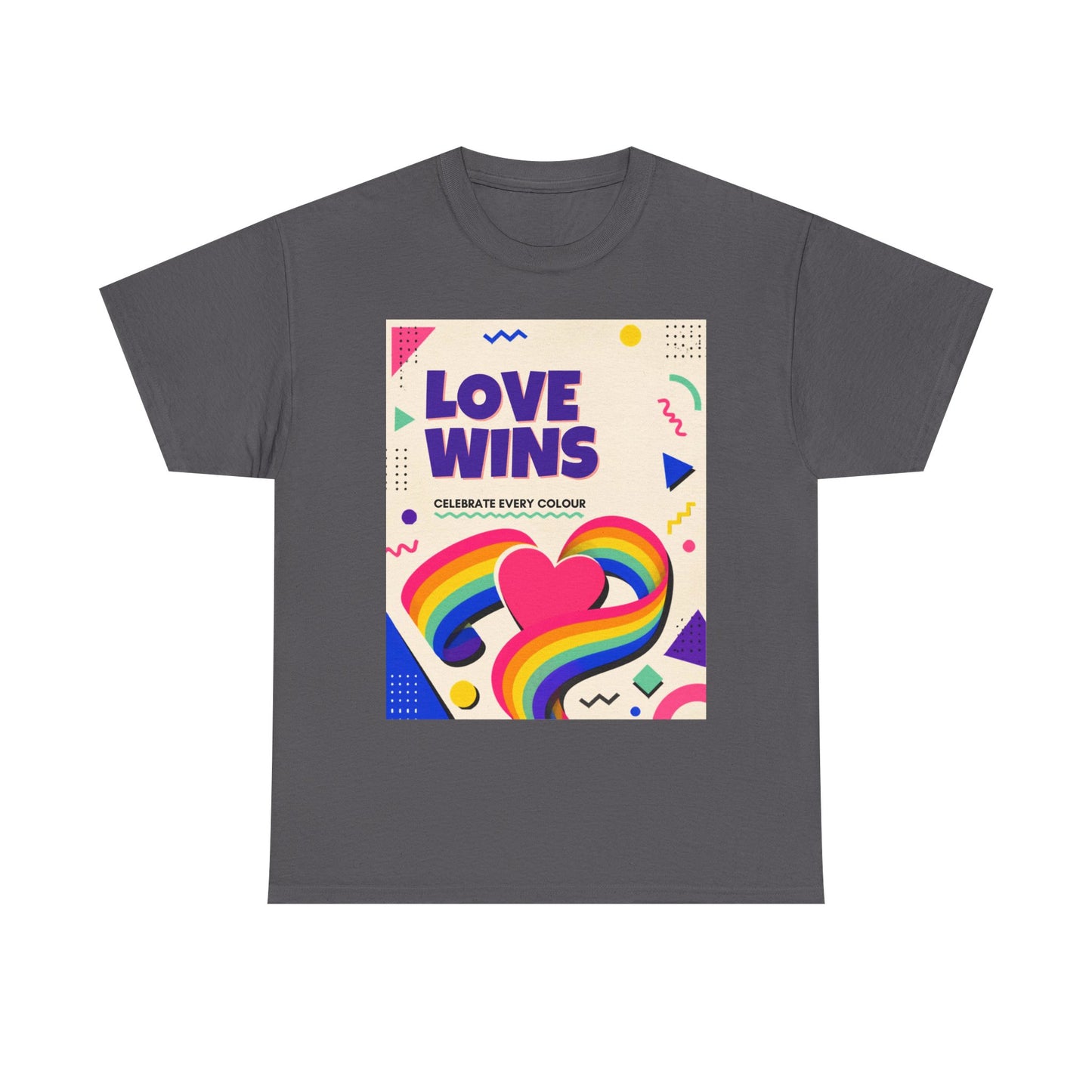 Love Wins rainbow heart T-Shirt | Pride graphic tee, colorful celebration design