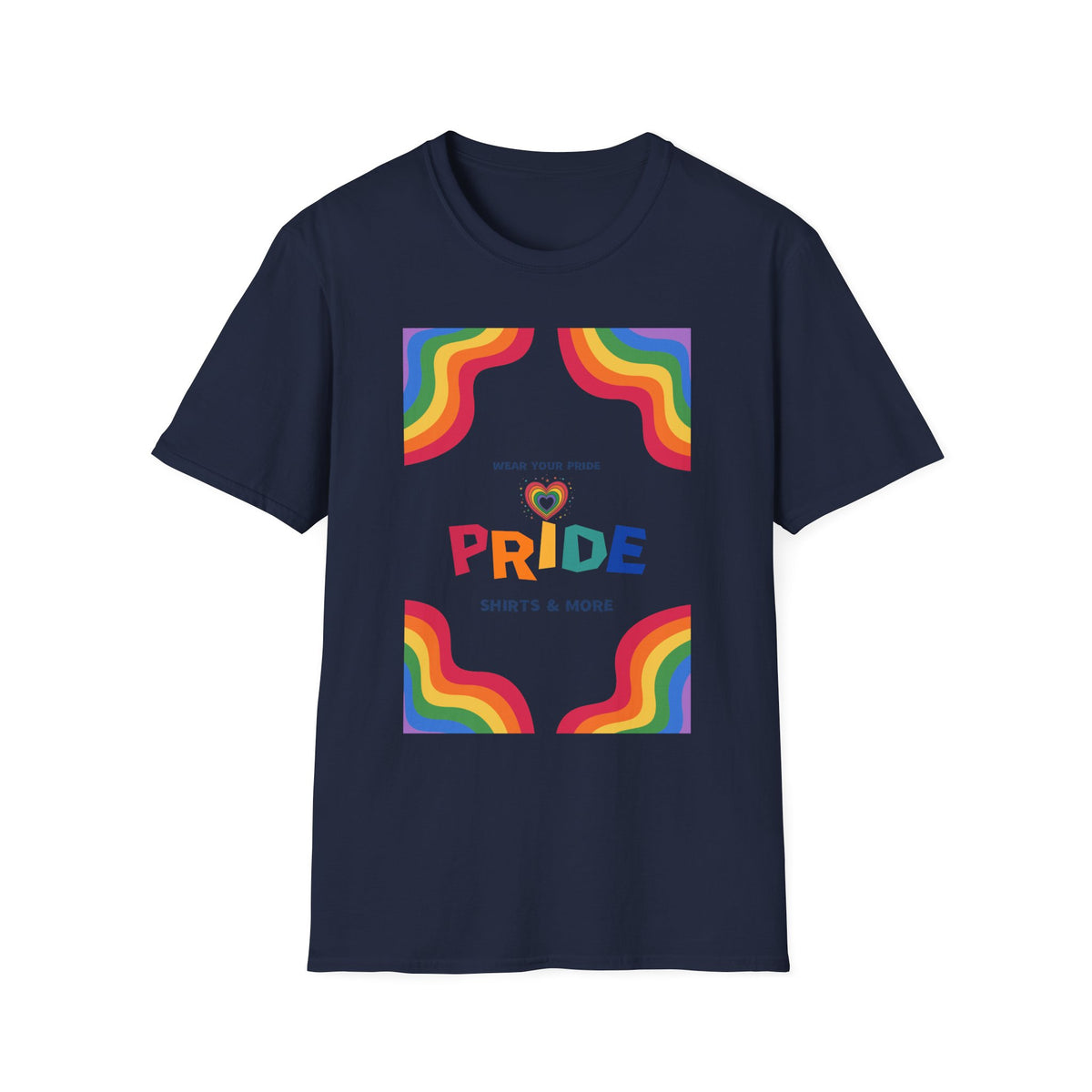Rainbow Pride heart graphic T-Shirt | Wear Your Pride slogan