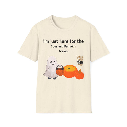 Halloween Ghostly Vibes T-Shirt, Boo's and Pumpkin Brews Tee, Unisex Casual Wear, Autumn Fashion, Spooky Season Clothing