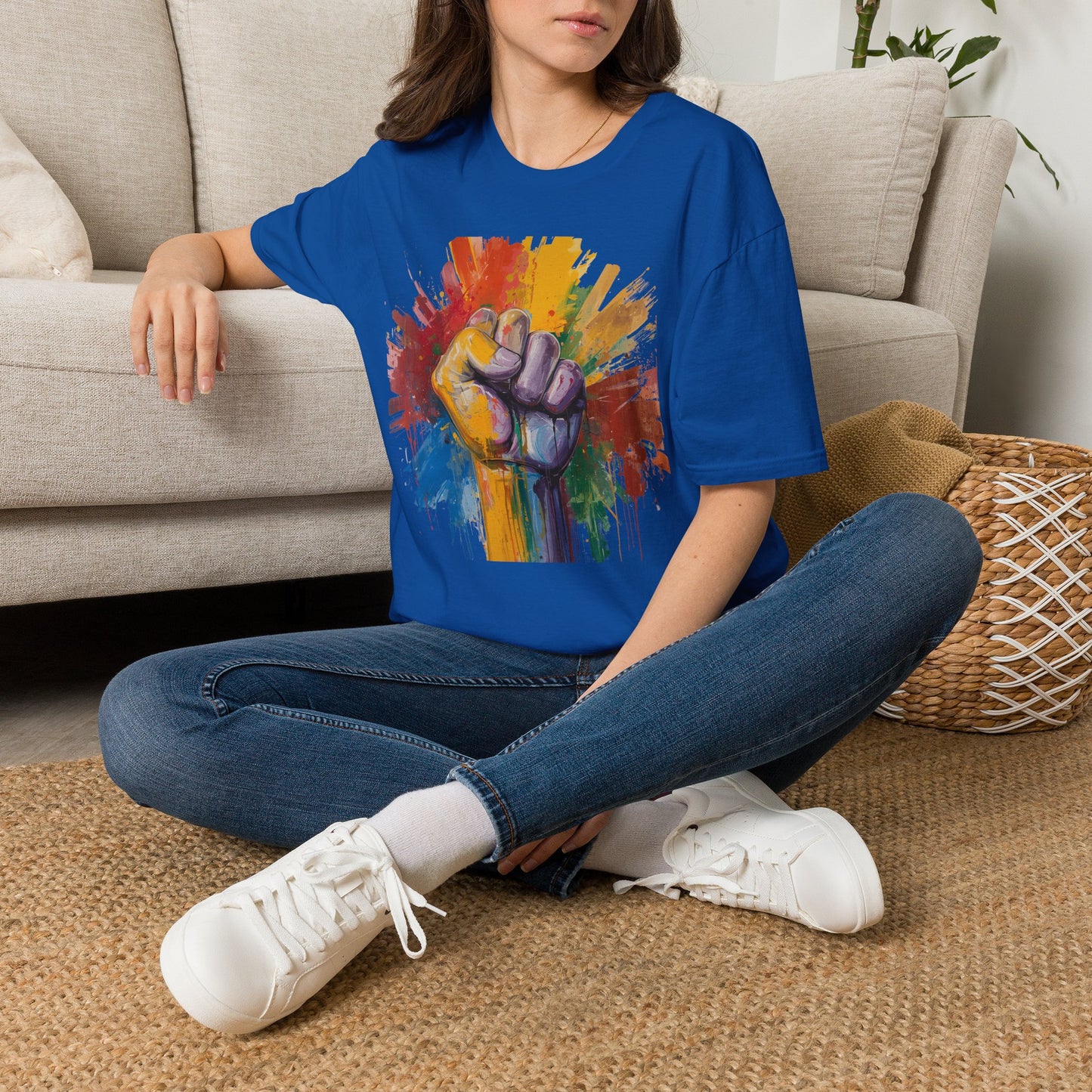 Rainbow Fist Protest Artwork T-Shirt | Pride Solidarity Graphic Tee