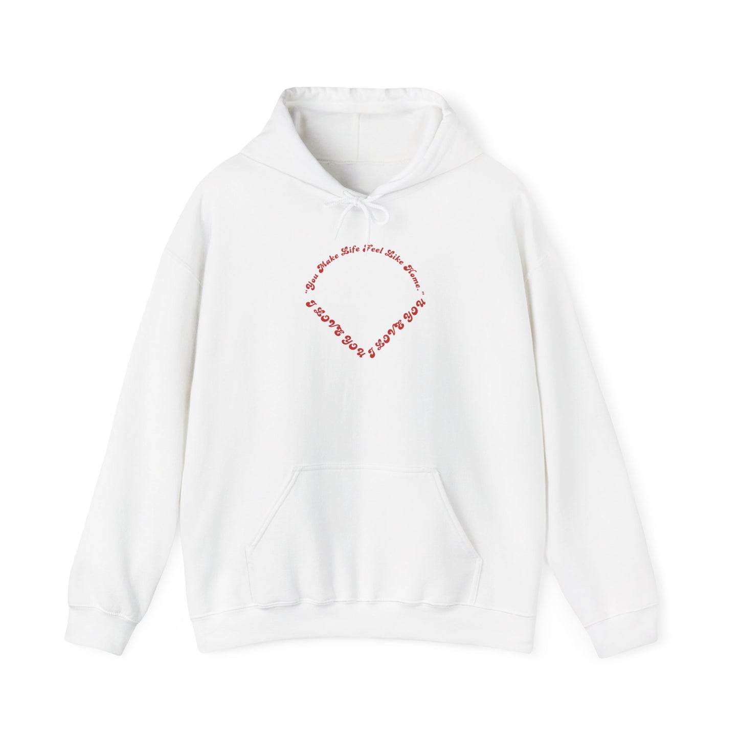 Heart Script Hoodie — Minimal Heart Text Graphic Pullover