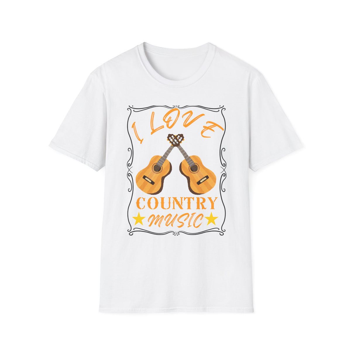 I Love Country Music T-Shirt | Acoustic Guitar Design