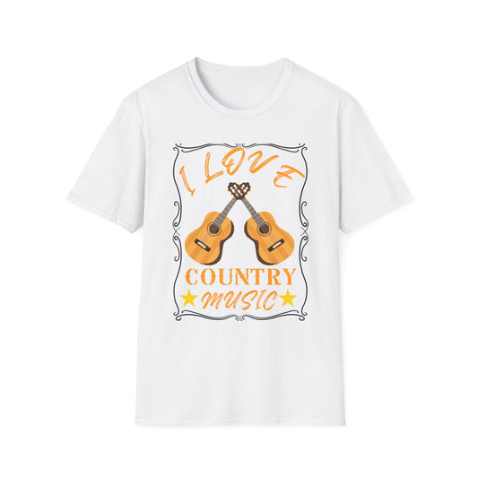 I Love Country Music T-Shirt | Acoustic Guitar Design
