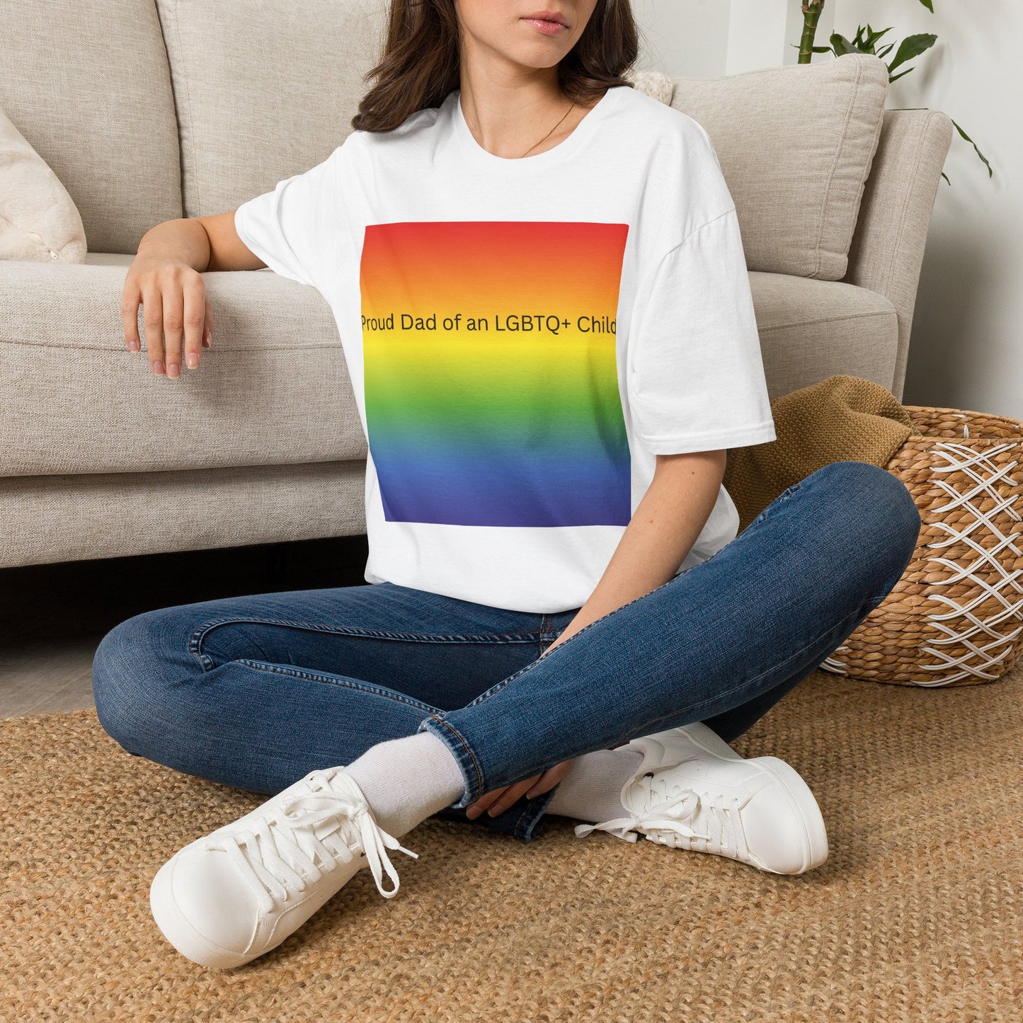 Proud Dad of an LGBTQ+ Child T-Shirt | Rainbow Pride Tee