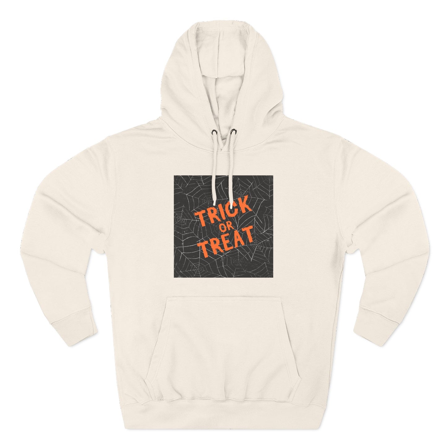 Halloween Trick or Treat Fleece Hoodie, Cozy Fall Apparel, Perfect for Costume Parties, Autumn Chill, Ghostly Gatherings, Comfortable Gift