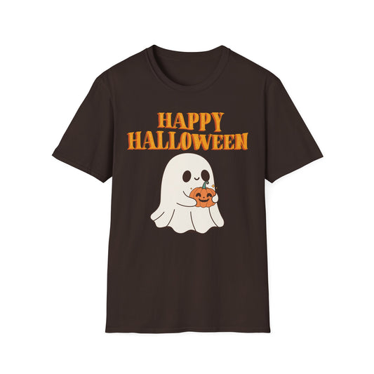 Happy Halloween Ghost T-Shirt, Cute Halloween Tee, Unisex Graphic T-Shirt, Fall Apparel, Spooky Season Shirt, Trick or Treat Top