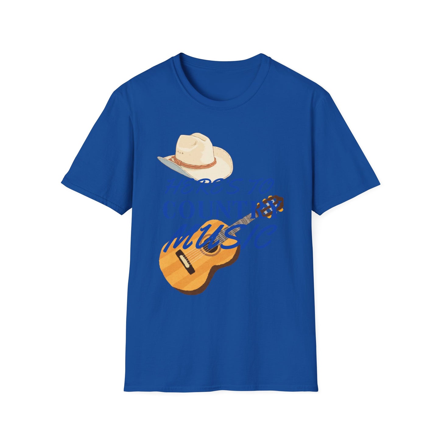 Heres to Country Music TShirt  Cowboy Hat & Guitar Design
