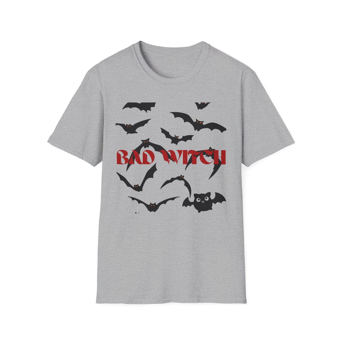 Bad Witch Halloween Unisex T-Shirt, Spooky Shirt, Halloween Costume, Witchy Tee, Bat Graphic Top, Fall Outfit