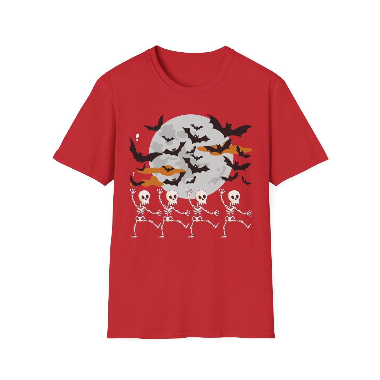 Halloween Skeleton Dance T-Shirt, Unisex Tee for Halloween Parties, Spooky Season Shirt, Cute Skeleton Design, Fun Graphic Tee
